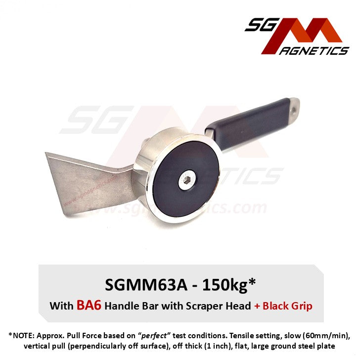 SGMM63A - Diving Magnet 150kg - Commercial Dive Magnet & Handlebar with Scraper Head