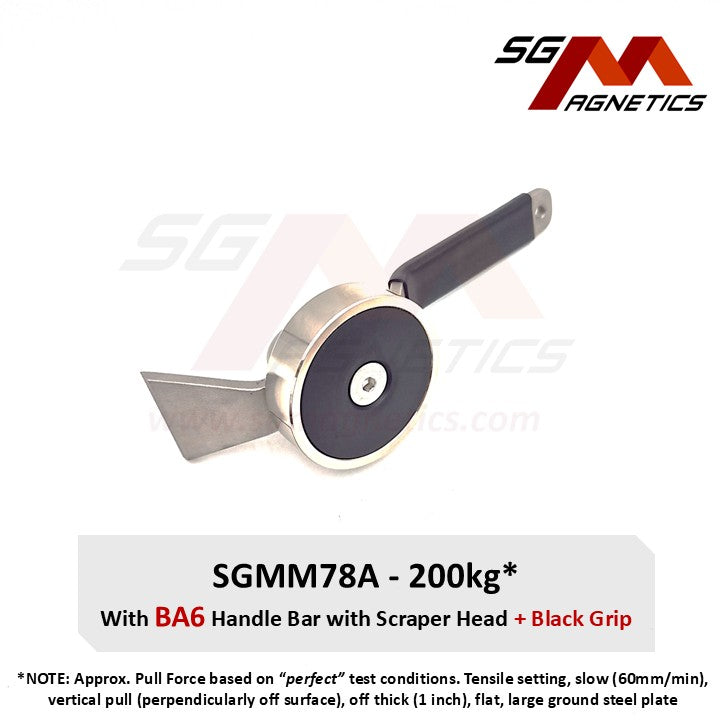 SGMM78A - Diving Magnet 200kg - Commercial Dive Magnet & Handlebar with Scraper Head