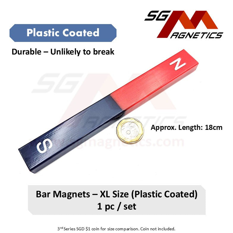 XL Bar Magnet - Durable Educational Magnets - Plastic Coated Science Magnet