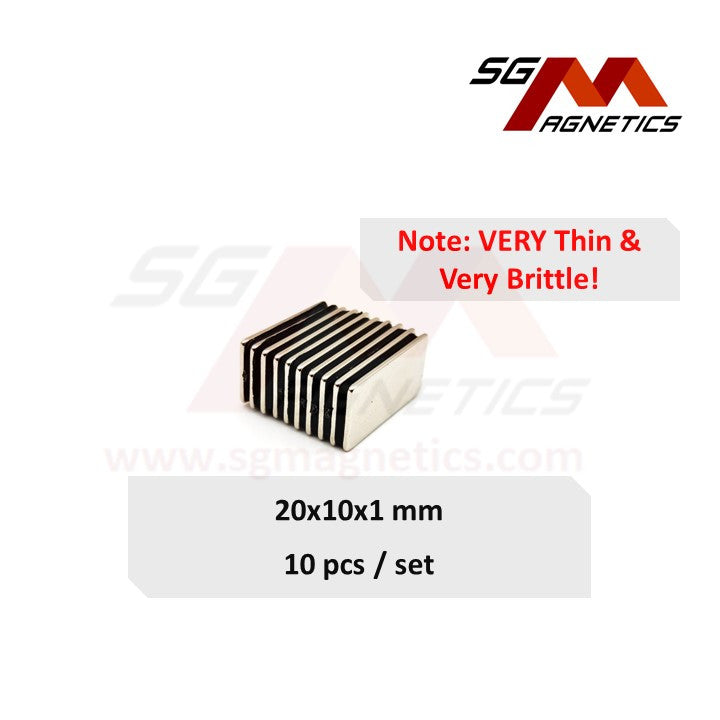 20x10x1mm N35 - Neodymium Block Magnets - 10pcs