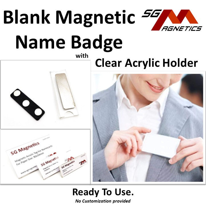 90x54mm Namecard - Acrylic Magnetic Badge - Blank Paper Insert Magnet Tag - 1pc