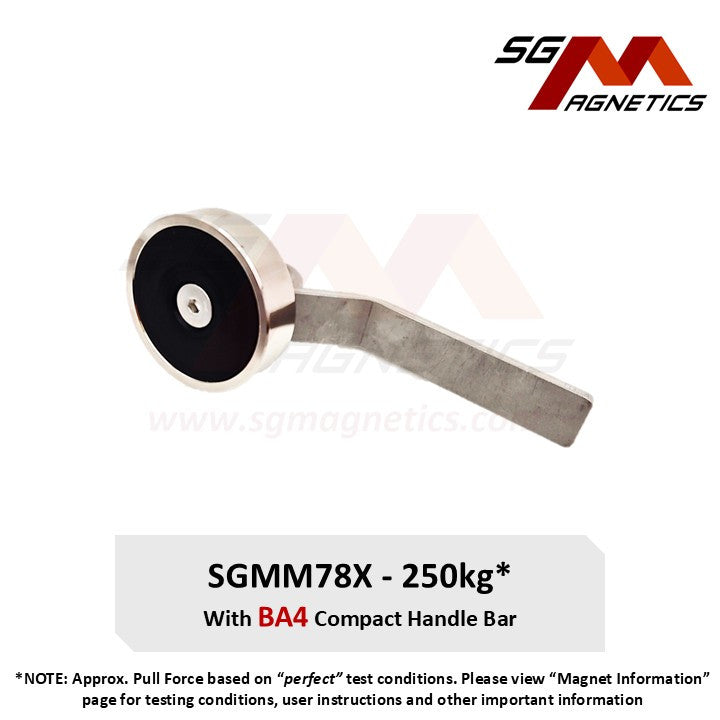 SGMM78X - Diving Magnet - Commercial Dive Magnet with Compact Handle Bar 250kg