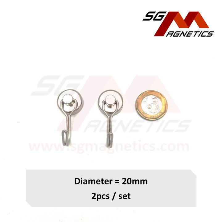 20mm 360° Swivel Hook Pot SGNPG20 - Neodymium Magnet - 2pcs