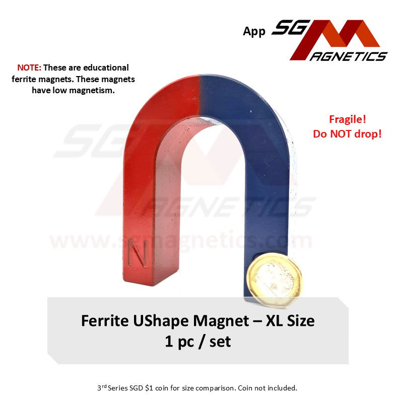 L105mm XL U-Shape - Educational Magnets - Ferrite U-Shape Magnet - 1pc