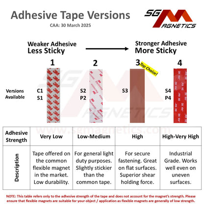 10mm Magnetic Tape - 2mm Thk Ver. S2 - Flexible Magnet Roll with 3M Adhesive