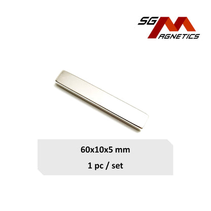 60x10x5mm N35 - Neodymium Block Magnets - 1piece