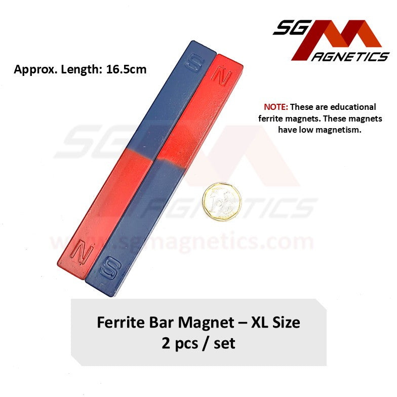 L165mm XL Bar - Educational Magnets - Ferrite Bar Magnet - 2pcs