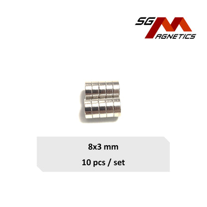 8x3mm N35 - Neodymium Disc Magnets - 10pcs