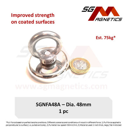 SGNFA48X - Dia. 48mm Countersunk Pot Fishing Magnet - A: 75kg , X:90k