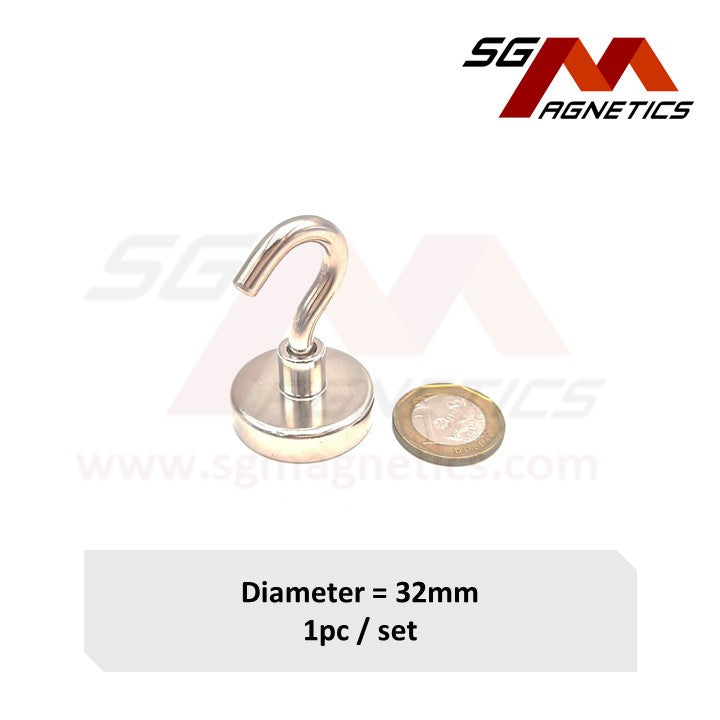 32mm Hook Pot SGNPE32 - Neodymium Magnet - 1pc