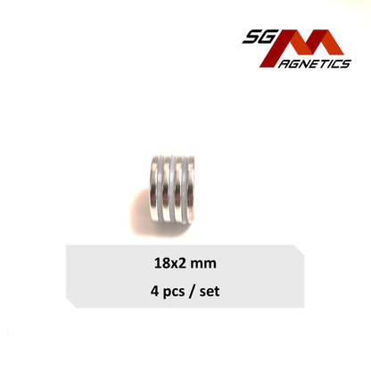 18x2mm N35 - Neodymium Disc Magnets - 4pcs
