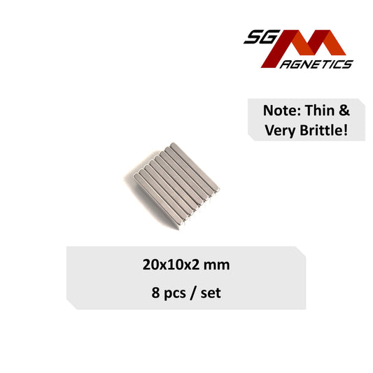20x10x2mm N35 - Neodymium Block Magnets - 8pcs