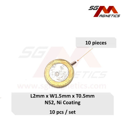 2x1.5x0.5mm N52 - Micro Magnets - Block - 10pcs