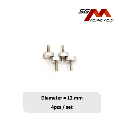 12mm External Threaded Stud Pot SGNPC12 - Neodymium Magnet - 4pcs