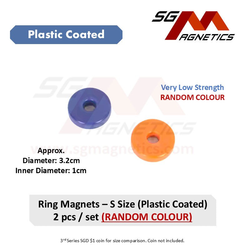 D32mm S Ring - Educational Magnets - Plastic Coated Magnet Ring - 2pcs