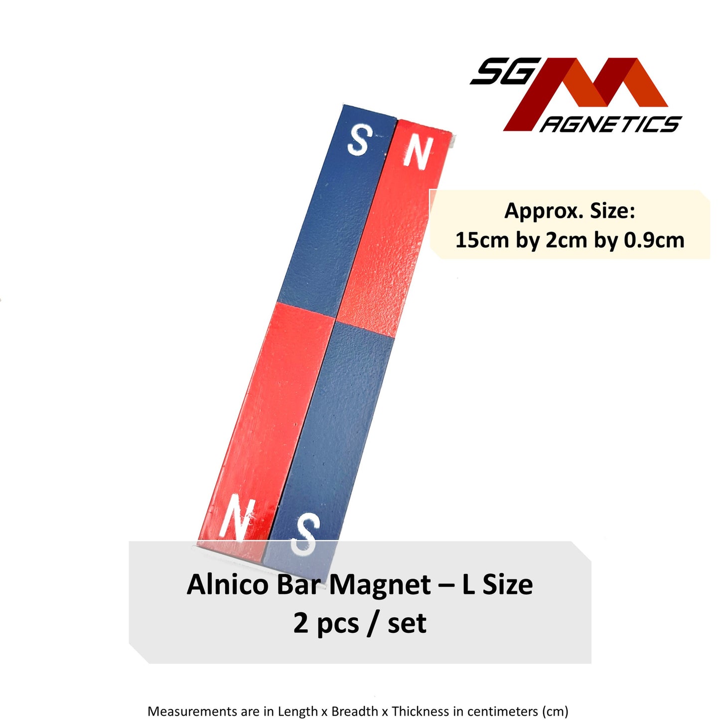 AlNiCo3 Bar Magnet - L Size - 150x20x9mm - 1 pair