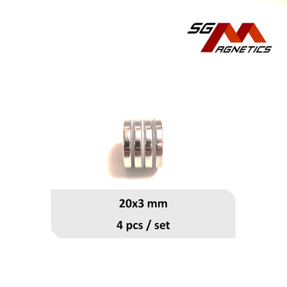 20x3mm N35 - Neodymium Disc Magnets - 4pcs