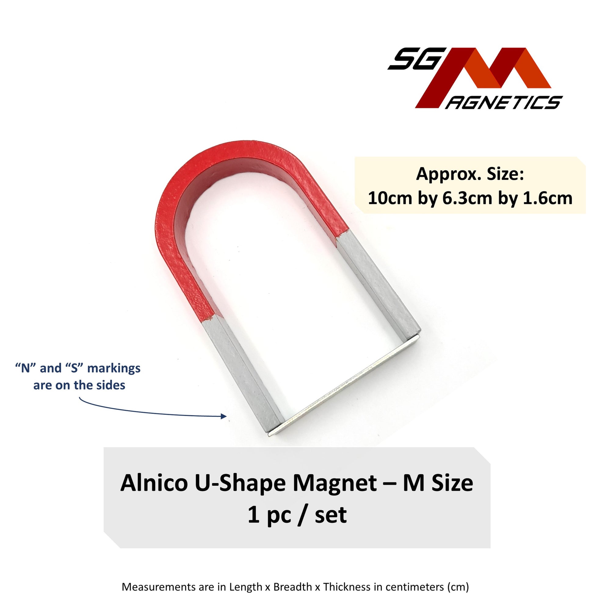 AlNiCo3 U-Shape Magnet (Extra Weak) - M Size - 100x63x16mm - 1pc