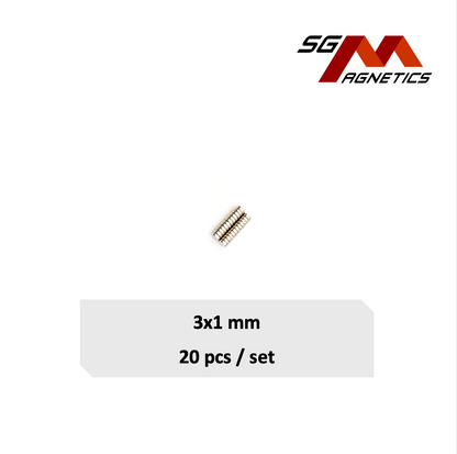 3x1mm N35 - Neodymium Disc Magnets - 20pcs