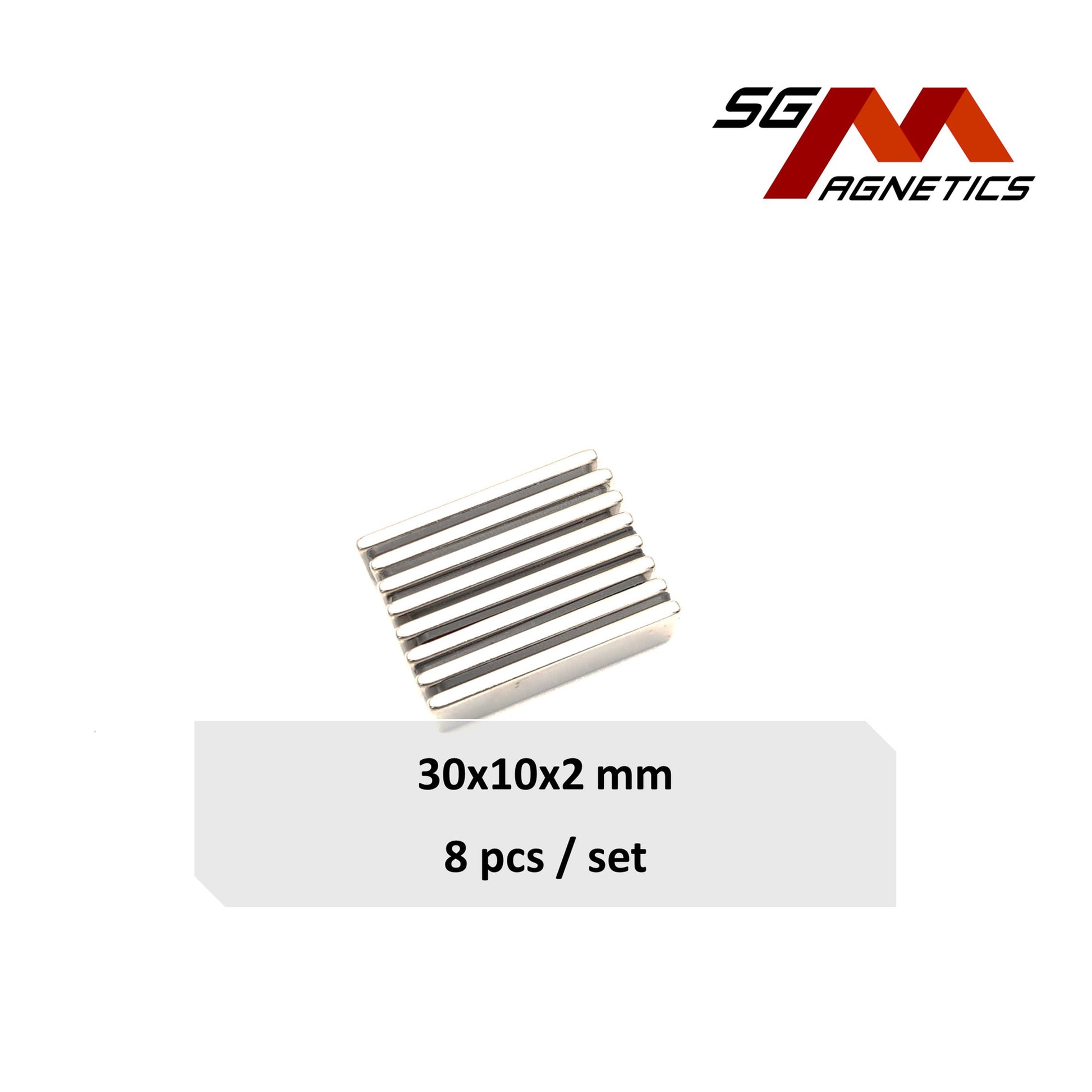 30x10x2mm N35 - Neodymium Block Magnets - 8pcs