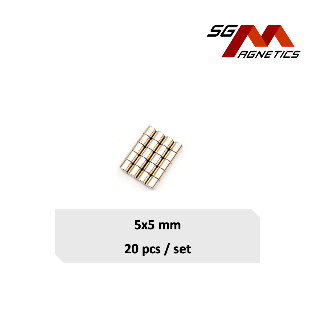 5x5mm N35 - Neodymium Disc Magnets - 20pcs
