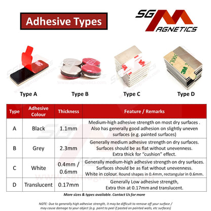 20x10x2mm N35 Type C Tape - Magnets with 3M Double Sided Adhesive Tape - 4pcs