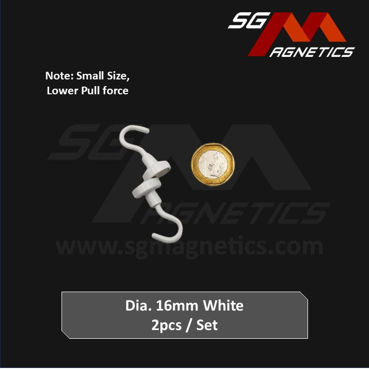 16mm White Hook Pot SGNPE16 - Neodymium Magnet - 2pcs