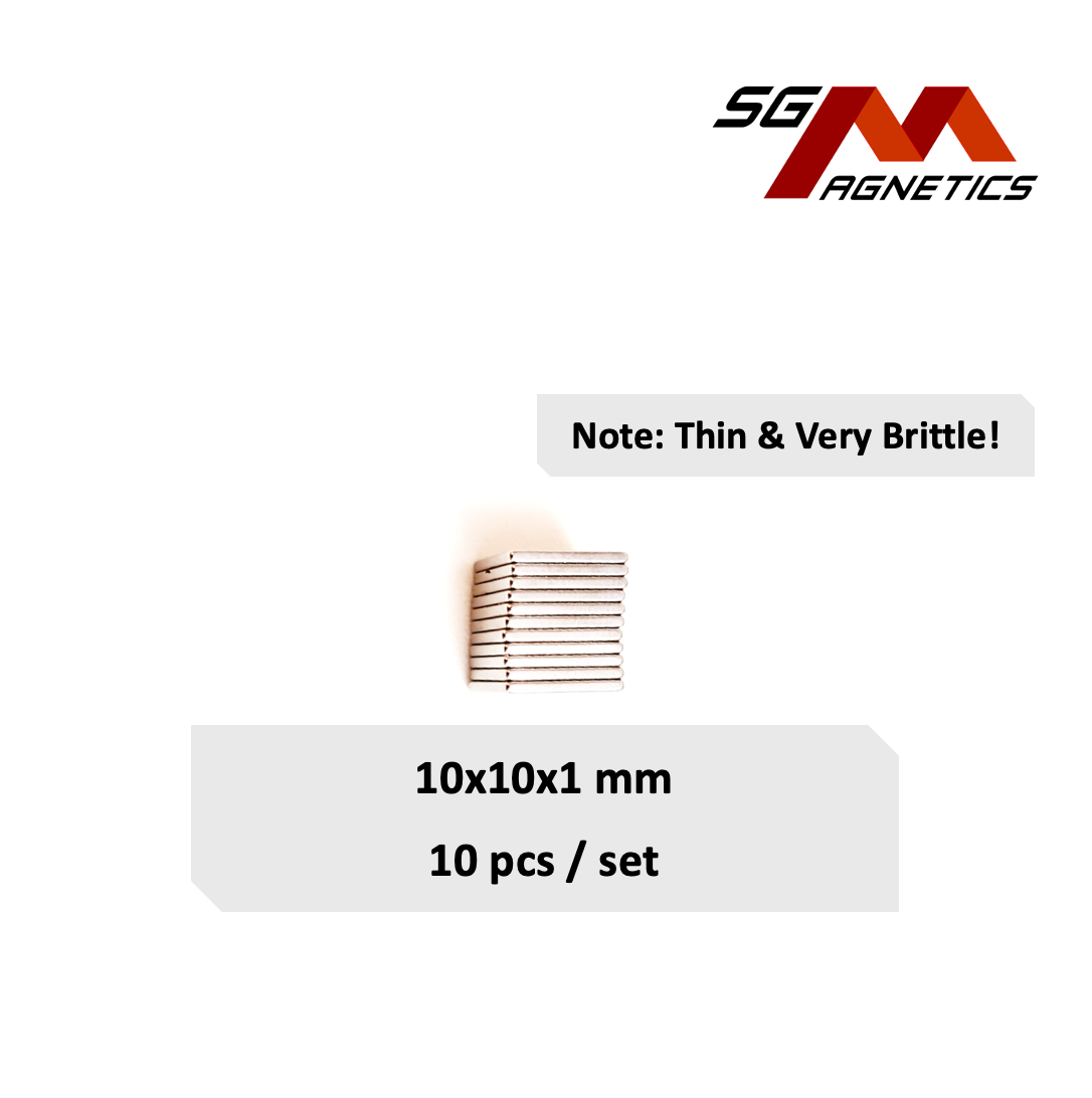 10x10x1mm N35 - Neodymium Block Magnets - 10pcs