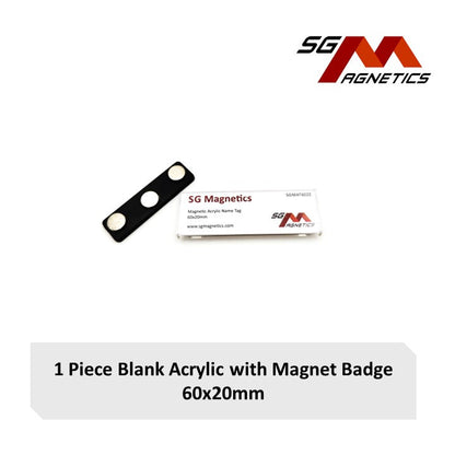 60x20mm - Acrylic Magnetic Badge - Blank Paper Insert Magnet Tag - 1pc