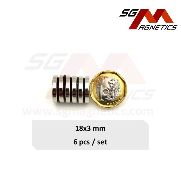 18x3mm N35 - Neodymium Disc Magnets - 6pcs