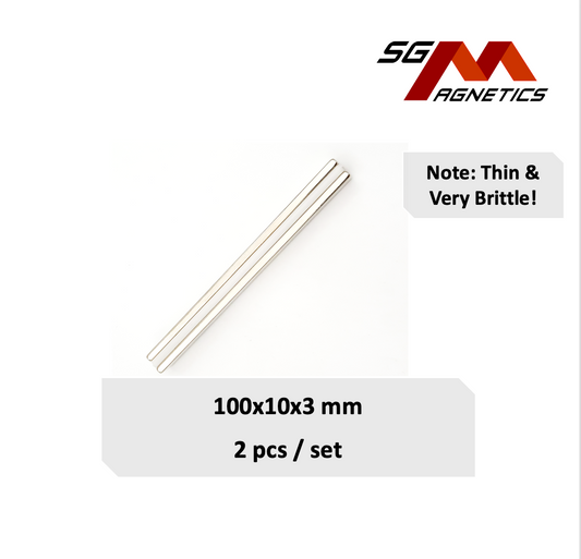 100x10x3mm N35 - Neodymium Block Magnets - 2pcs