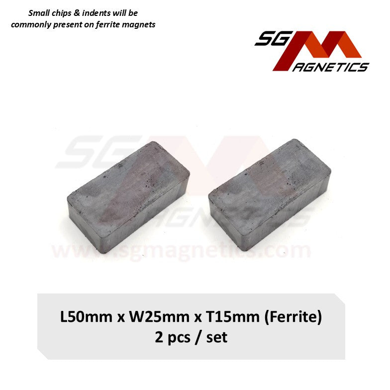 50*25*15mm - Ferrite Ceramic Block Magnets - 2pcs