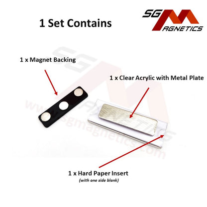 60x20mm - Acrylic Magnetic Badge - Blank Paper Insert Magnet Tag - 1pc