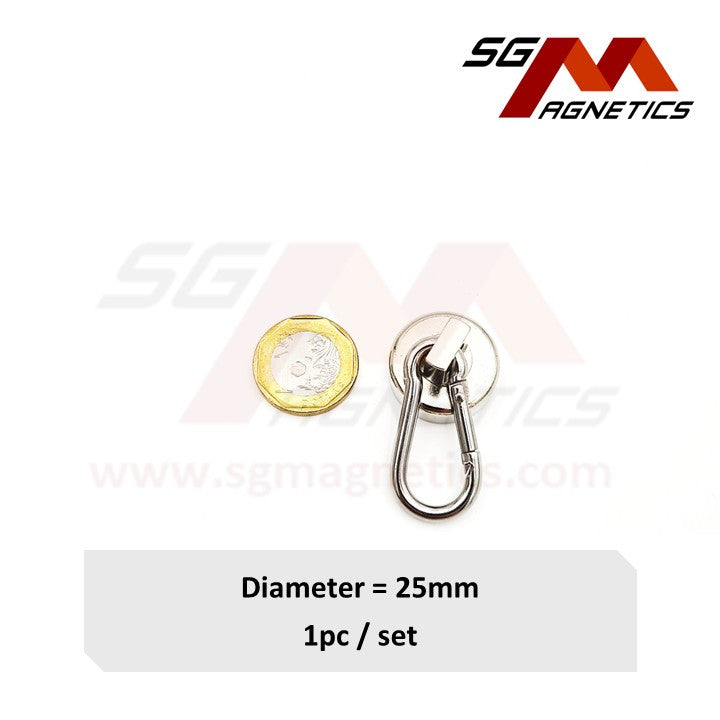 25mm 360° Carabiner Pot SGNPM25 - Neodymium Magnet - 1pc
