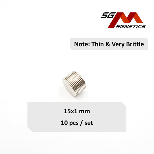 15x1mm N35 - Neodymium Disc Magnets - 10pcs