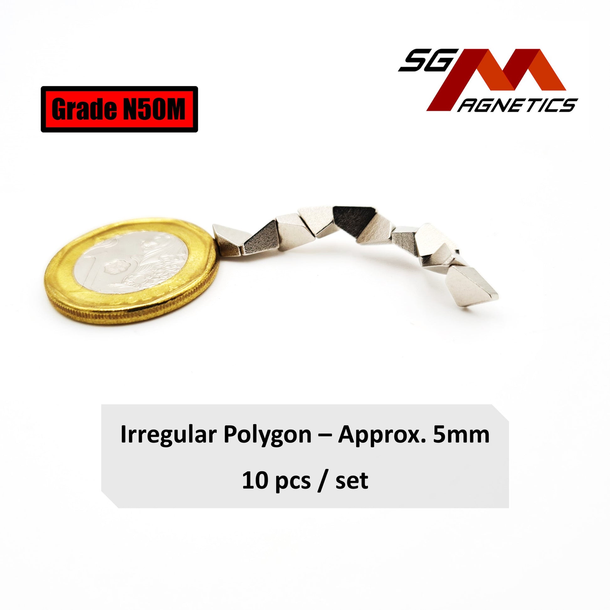 Irregular Polygon (N50M) Approx. 5mm - Neodymium Magnets - 10pcs/pack