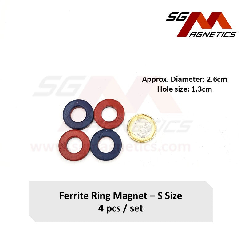 D26mm S Ring - Educational Magnets - Ferrite Ring Magnet - 4pcs