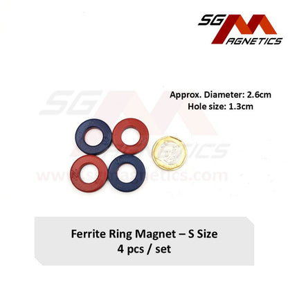 D26mm S Ring - Educational Magnets - Ferrite Ring Magnet - 4pcs