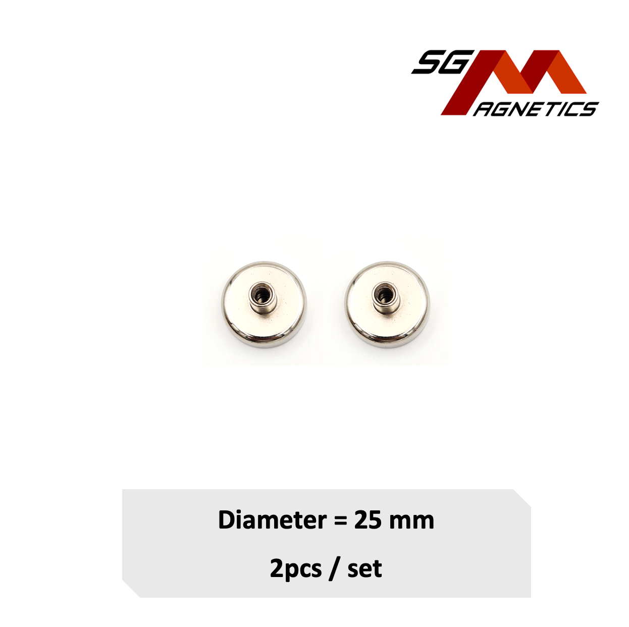 25mm Internal Threaded Bushing Pot SGNPD25 - Neodymium Magnet - 2pcs