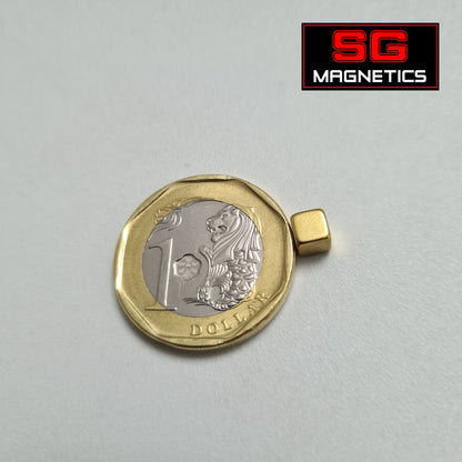 4x4x4mm N35 - Gold Coloured Neodymium Cube Magnets - 10pcs
