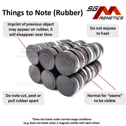 22x6.4mm - Black Rubber Coated Waterproof Magnets - 2pcs