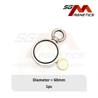 D60 Neodymium Pot Magnet SGNFE60 - Side Eyebolt - 1pc