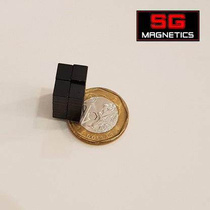 6.5x5.4x1.3mm - Black Epoxy Coated (SH) Block Neodymium Magnets - 10pcs