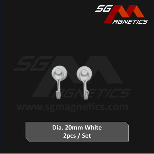 20mm White 360° Swivel Hook Pot SGNPG20 - Neodymium Magnet - 2pcs
