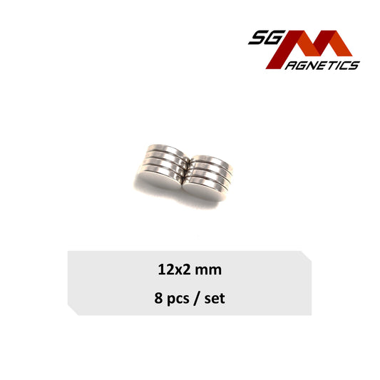 12x2mm N35 - Neodymium Disc Magnets - 8pcs
