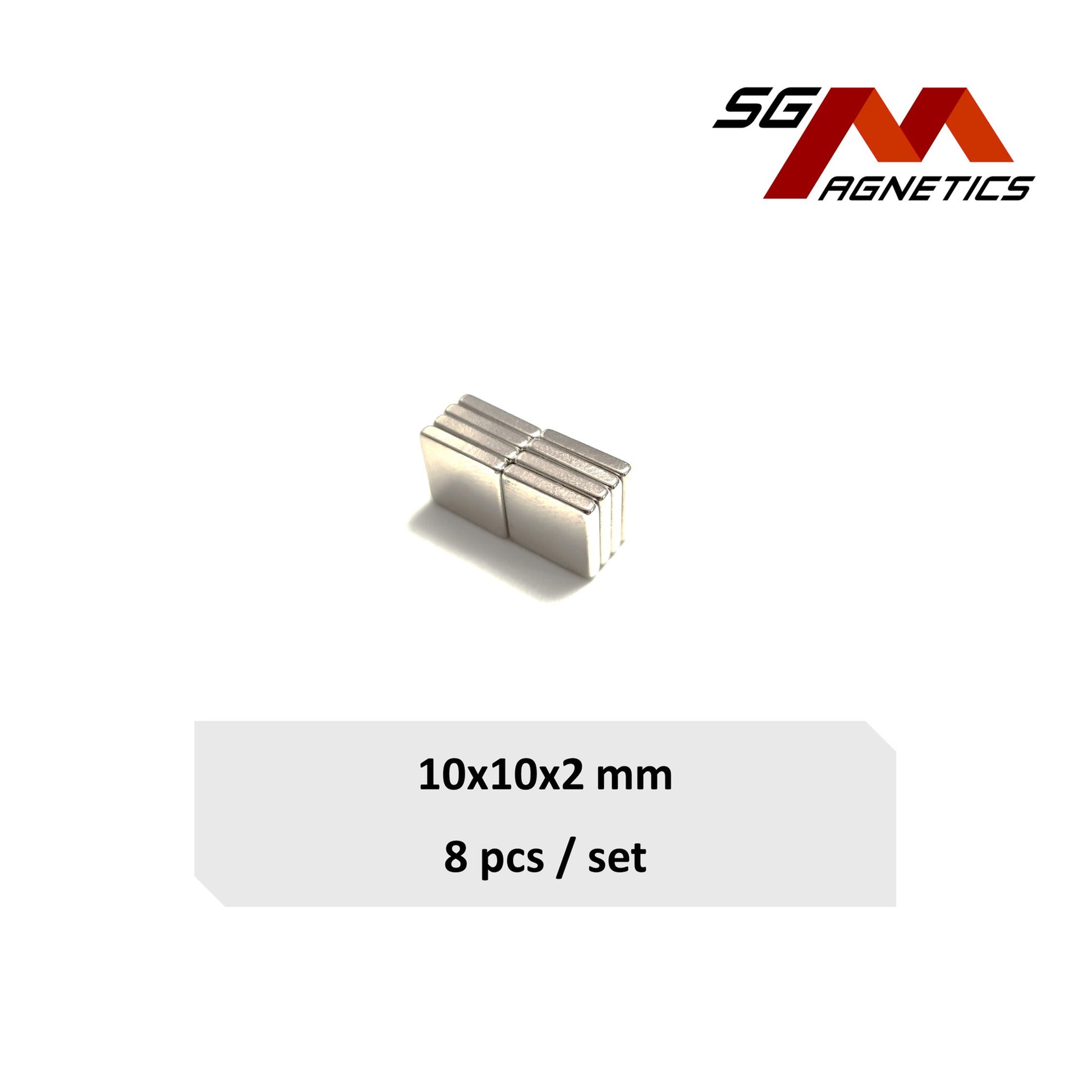 10x10x2mm N35 - Neodymium Block Magnets - 8pcs