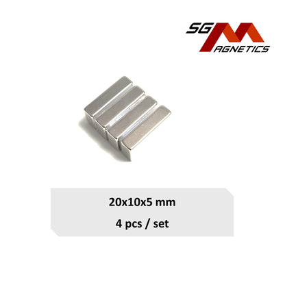 20x10x5mm N35 - Neodymium Block Magnets - 4pcs