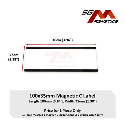 100x35mm C-Profile Magnetic Labels Warehouse Racking Label - 1pc
