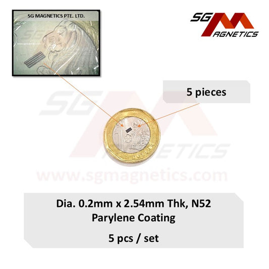 0.2x2.54mm N52 - Micro Magnets - Cylinder - 5pcs