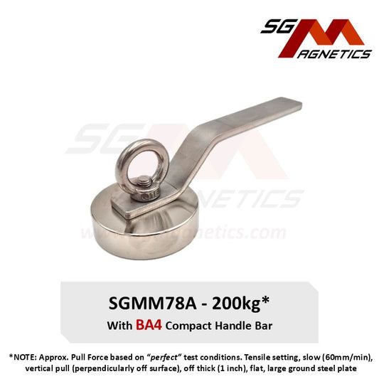 SGMM78A - Diving Magnet - Commercial Dive Magnet with Compact Handle Bar 200kg